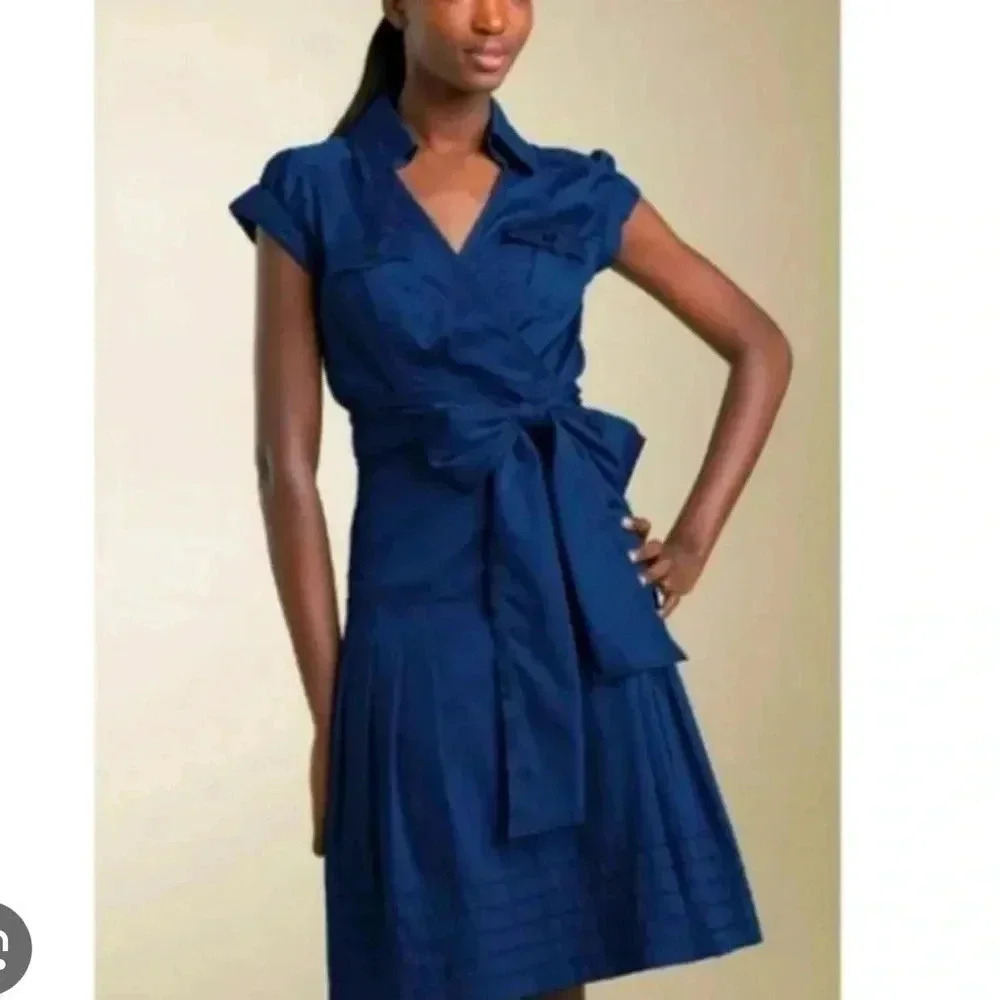 Diane Von Furstenberg Edan Wrap Dress in Navy Size 0 100% cotton - Picture 3 of 9